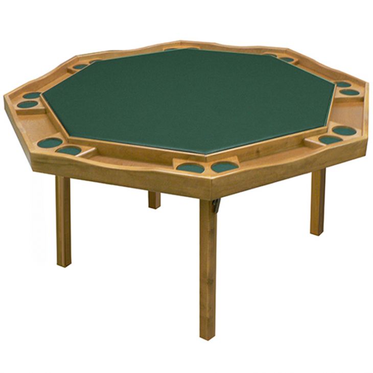 Poker Table: Octagonal Poker Table with Folding Wooden Legs, Modern Style, 52 in. Diameter, Oak Fini main image